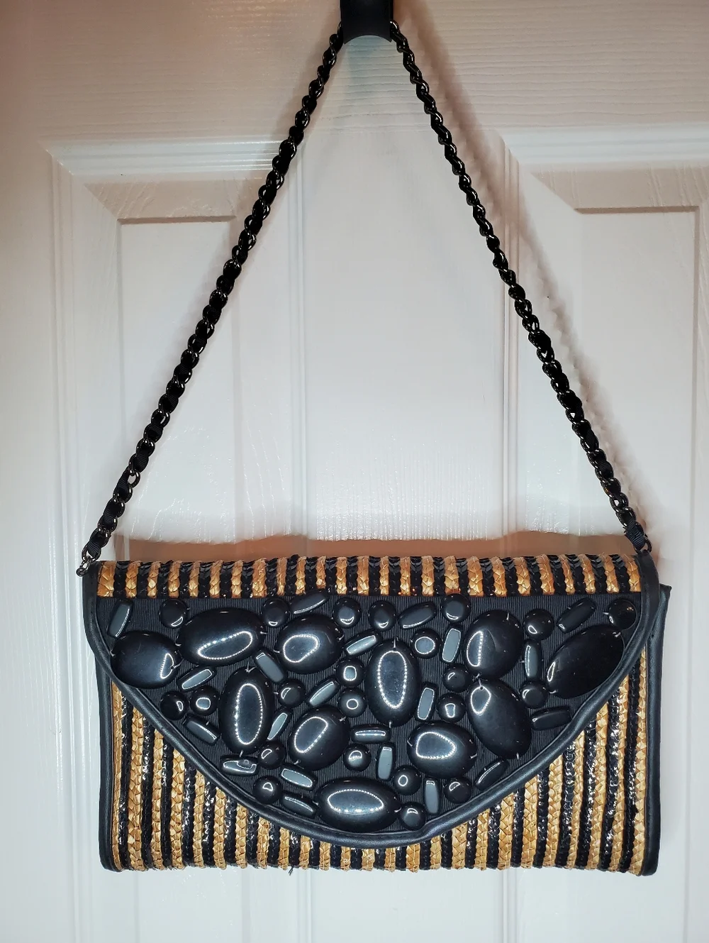 Chico's Straw Sequin Clutch & Vintage Beaded Pouch Bundle